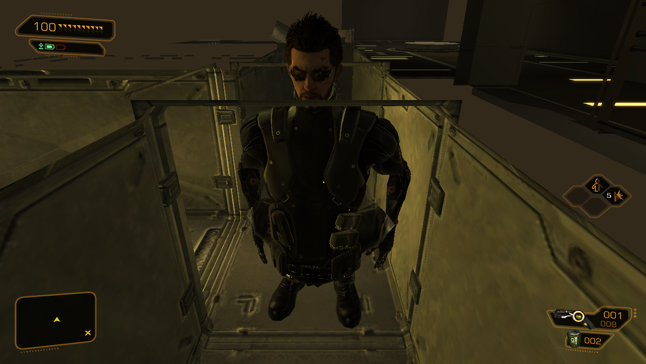 Deus Ex Third It also happens in Deus Ex: Human Revolution. This is what it looks like